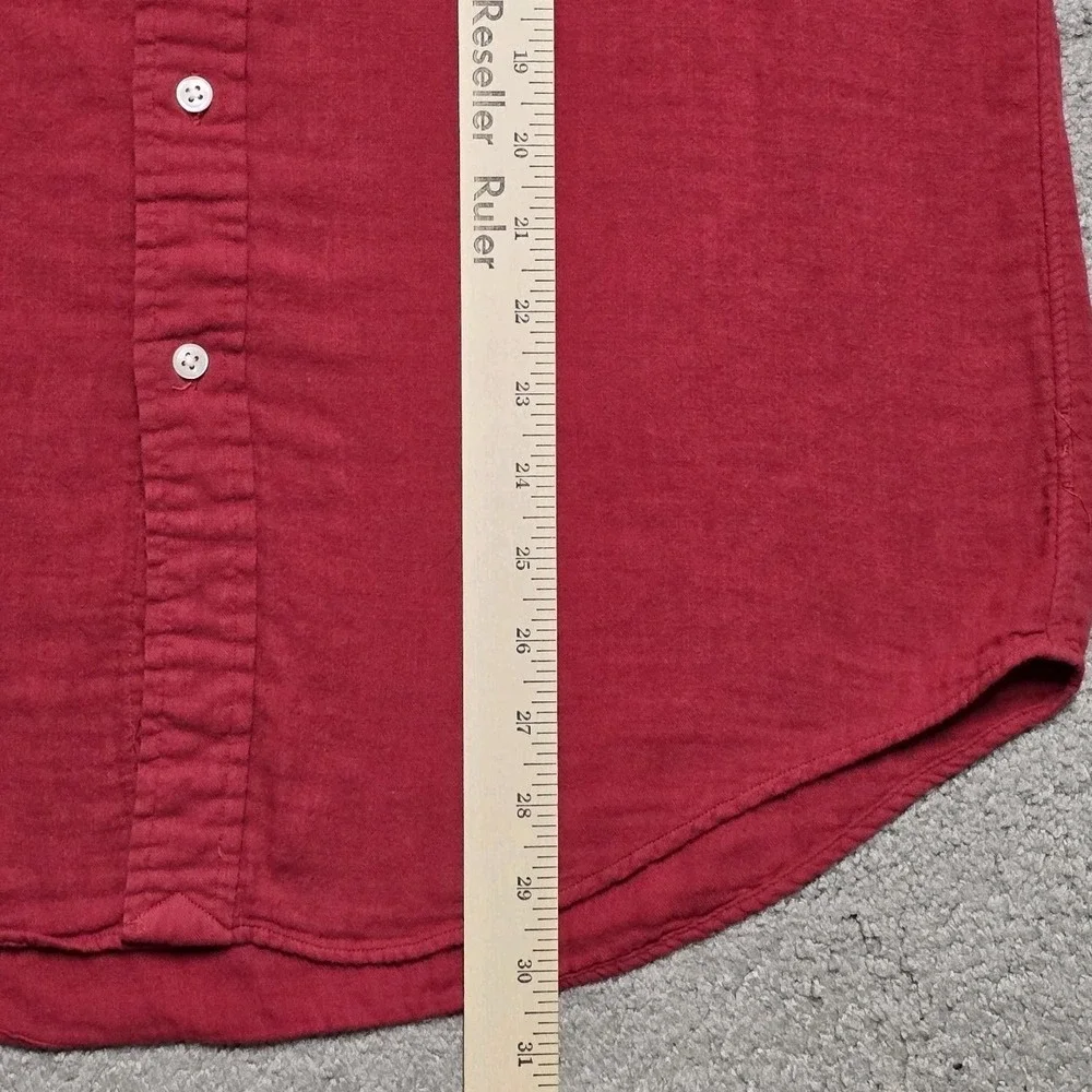 Polo Ralph Lauren Slub Cotton Flannel Shirt Mens M Red Button Down Pony EUC